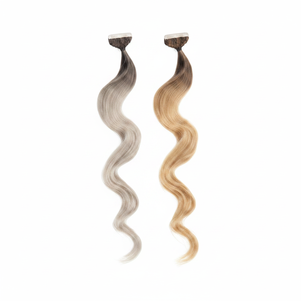 Extensions ondulées DI BIASE, mèches adhésives 2,5 g, ombré, 10 pièces, 50 cm, réf. STKR 4 cm 50 SH-W