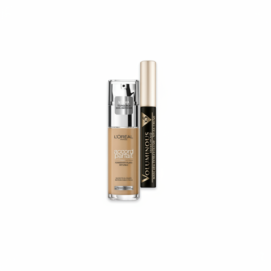 FOND DE TEINT L'ORÉAL ACCORD PARFAIT N°7.D/7.W + MASCARA EXTRA NOIR VOLUMINEUX OFFERT