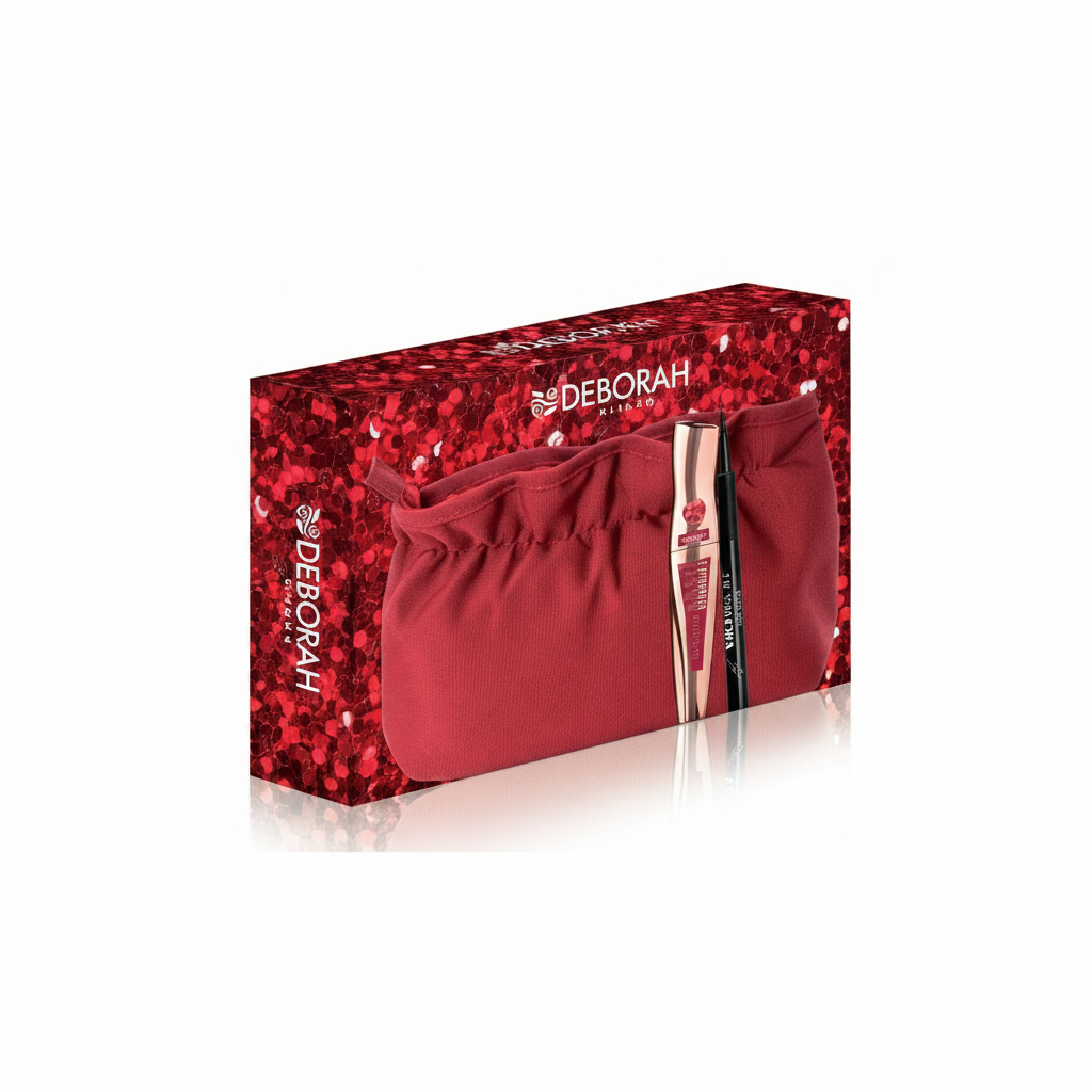 COFFRET CADEAU DEBORAH N°7 MASCARA 24H À L'HUILE DE GRENADE + EYELINER 24H + POCHETTE
