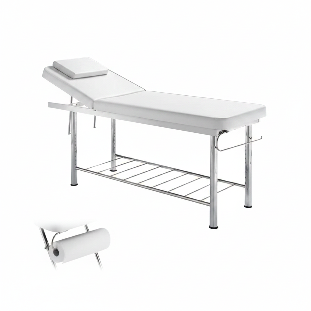 Table de beauté blanche XANITALIA PLANET avec porte-rouleau